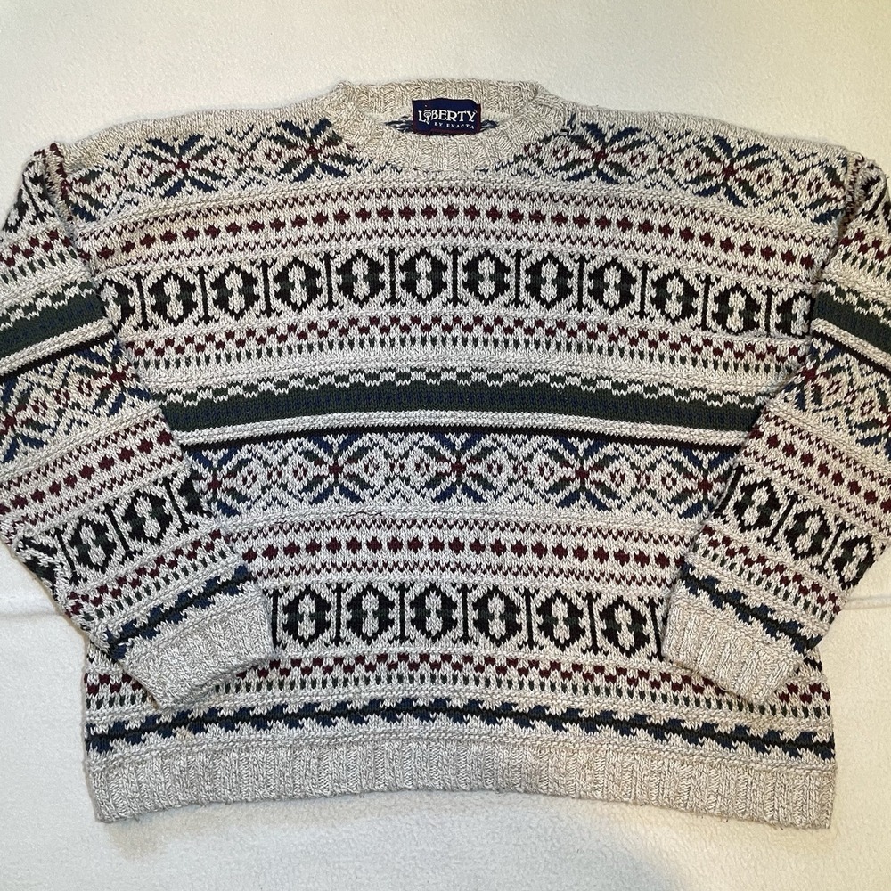 Vintage Fair Isle Knit Sweater Mens Size 2XL Holiday‎ Multicolor Cotton USA MADE